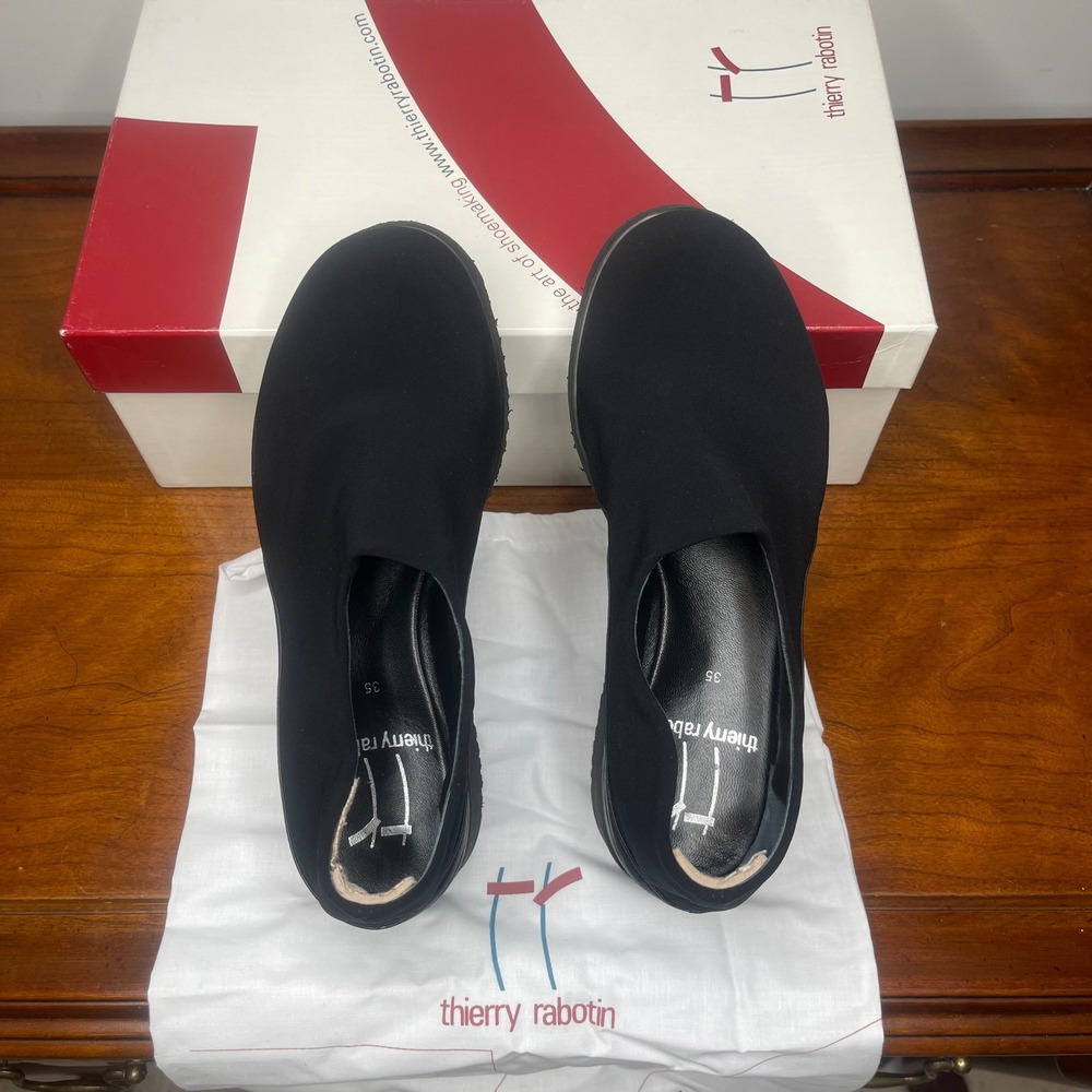 Thierry Rabotin Peach Nero Black Stretch Fabric Platform Loafers Womens‎ 35 - 5